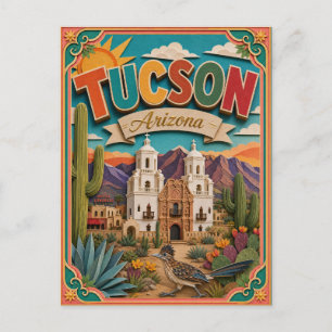 Carte Postale États découpés Tucson Arizona Art papier