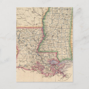 Carte Postale États du Mississippi et de Louisiane