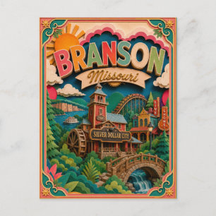 Carte Postale États PopCut Branson Missouri Art Papier