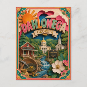 Carte Postale États PopCut Dahlonega Géorgie Art en papier