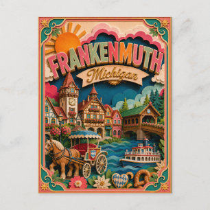 Carte Postale États PopCut Frankenmuth Michigan Art Papier