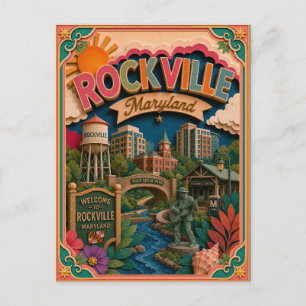 Carte Postale États PopCut Rockville Maryland Art Papier