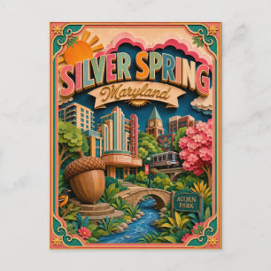 Carte Postale États PopCut Silver Spring Maryland Art Papier