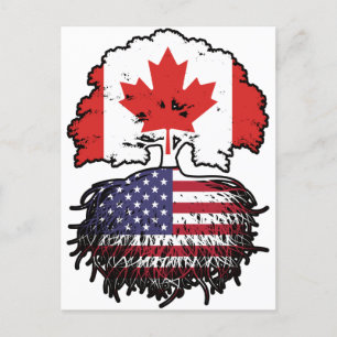 Carte Postale États-Unis Amérique Canada drapeau des racines de