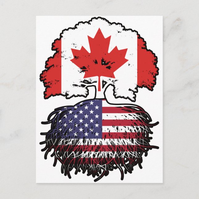 Carte Postale États-Unis Amérique Canada drapeau des racines de  (Devant)