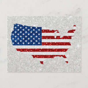 Carte Postale États-Unis Drapeau Stars & Stripes Juillet 4 Parti