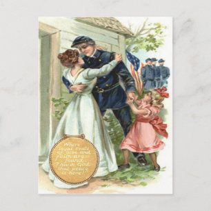 Carte Postale États-Unis Drapeau Union de la guerre civile Solda