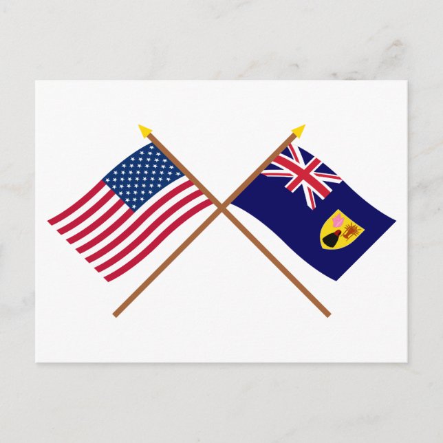 Carte Postale États-Unis et Turks & Caicos Drapeaux croisés (Devant)