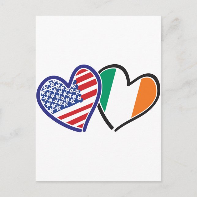 Carte Postale États-Unis Irlande Coeur drapeaux (Devant)
