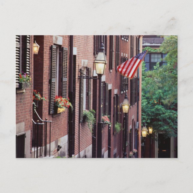 Carte Postale États-Unis, Massachusetts, Boston, Maisons le long (Devant)