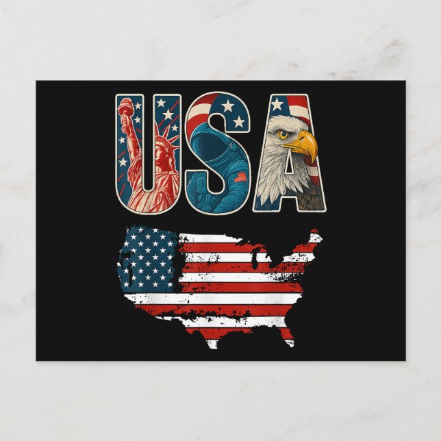Carte Postale Etats-Unis Patriotique 4 juillet Amérique Drapeau  (Devant)