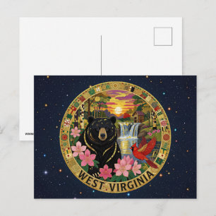 Carte Postale États-Unis symboles de l'État de Virginie-Occident