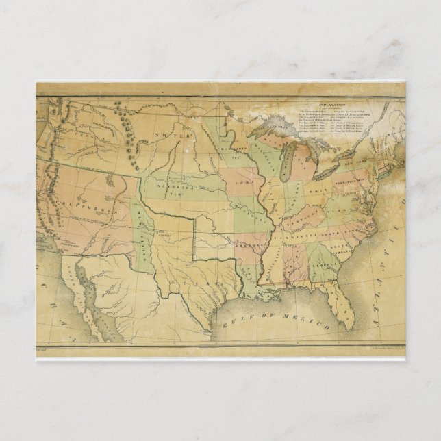 Carte Postale États-Unis Y Compris Territoires Occidentaux 1848 (Devant)