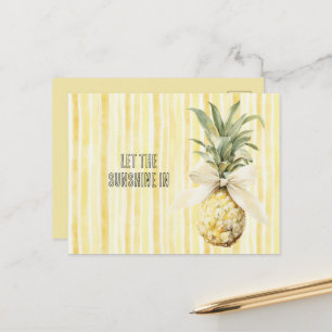 Carte Postale Été au soleil rayures jaunes Ananas