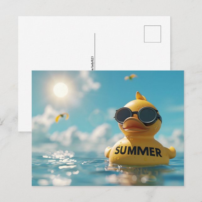 Carte Postale Été, Canard en caoutchouc, Passage (Devant / Derrière)