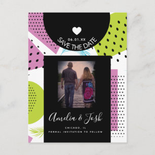 Carte Postale Été Collage Formes Motif Enregistrer la date