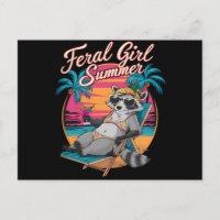 Été de fille sauvage plage drôle raton laveur