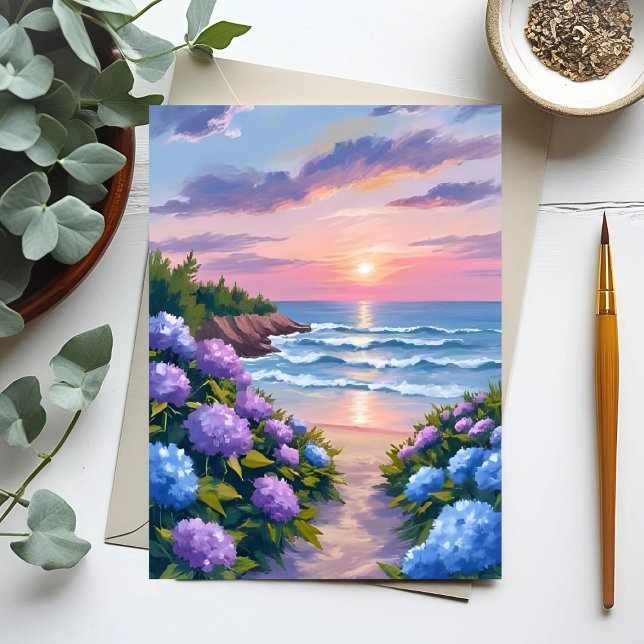 Carte Postale Été de Nouvelle-Angleterre | Peinture de plage d'h (Créateur téléchargé)