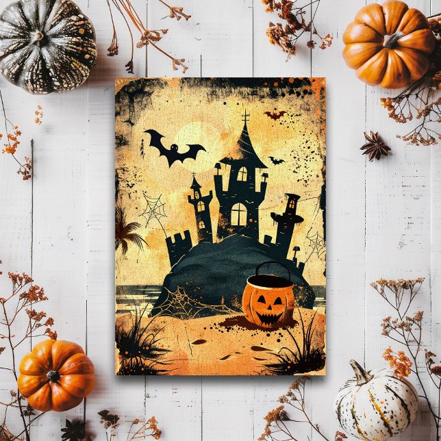 Carte Postale Été gothique rétro effrayant Halloween plage (Créateur téléchargé)