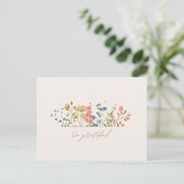Carte Postale Été Mariage Merci à fleurs larges (Debout devant)