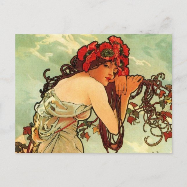Carte Postale Été par Mucha (Devant)