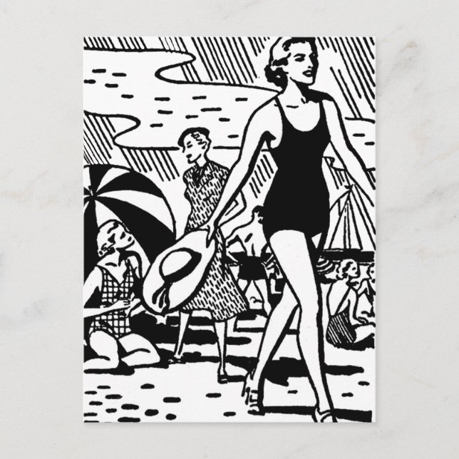 Carte Postale Été rétro à la plage (Devant)