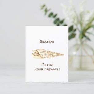 Carte Postale Été Suivez vos rêves Coquillage Romantique Mignon 