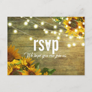 Carte Postale Été Tournesol Mariage Rustique Américain RSVP