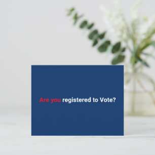 Carte Postale Êtes-vous inscrit pour voter ? rouge blanc & bleu