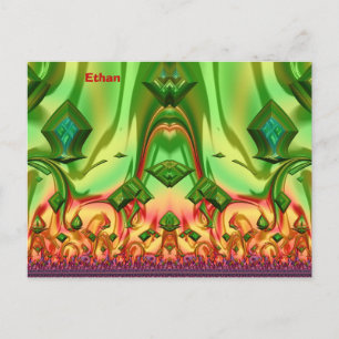 Carte Postale ETHAN ~ Motif de conception 3D ~ Couleurs de Noël~
