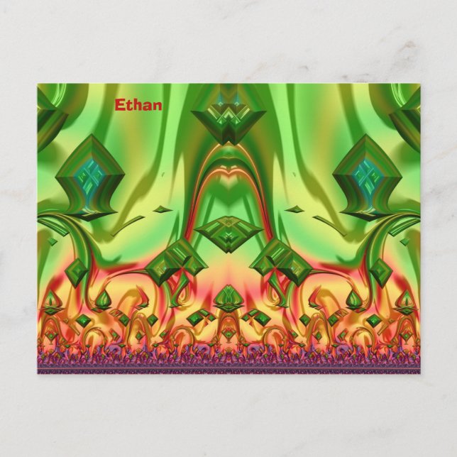 Carte Postale ETHAN ~ Motif de conception 3D ~ Couleurs de Noël~ (Devant)