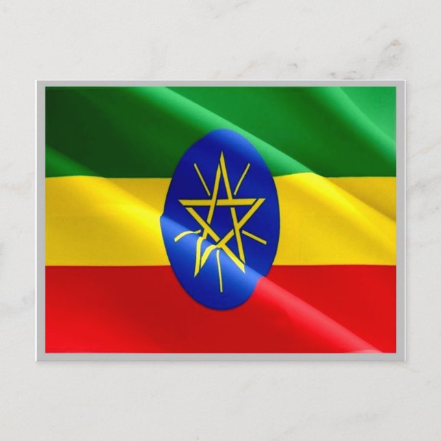 Carte Postale Éthiopie - Drapeau éthiopien - (Devant)