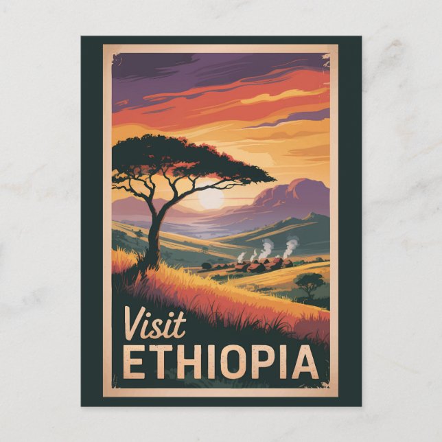 Carte Postale Ethiopie Sunset Travel Art Vintage (Devant)