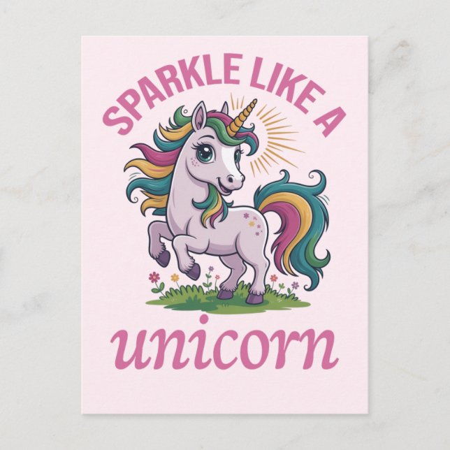 Carte Postale Étincelle comme une licorne (Devant)