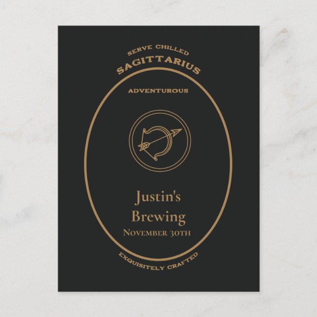 Carte Postale Étiquette Apothicaire Personnalisée Signe Zodiaque (Devant)