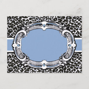 Carte Postale Étiquette bleu Motif Cheetah