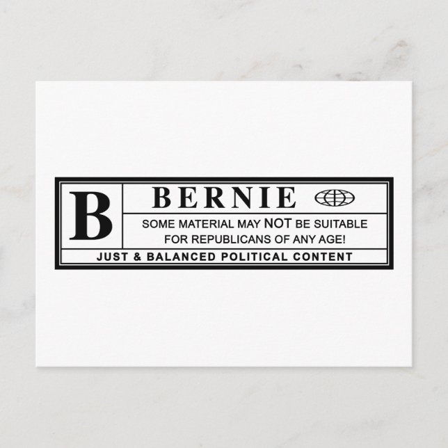 Carte Postale Étiquette d'avertissement Bernie Sanders (Devant)
