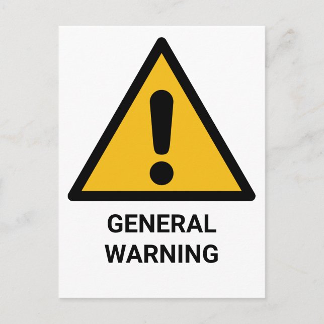 Carte Postale Étiquette d'avertissement général, avis de danger (Devant)