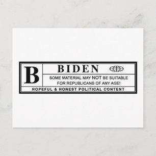Carte Postale Étiquette d'avertissement Joe Biden