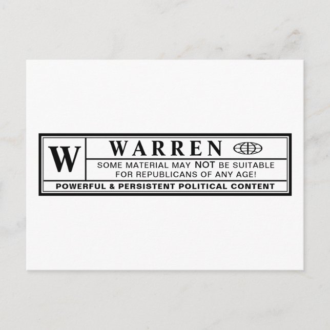 Carte Postale Étiquette d'avertissement Warren (Devant)