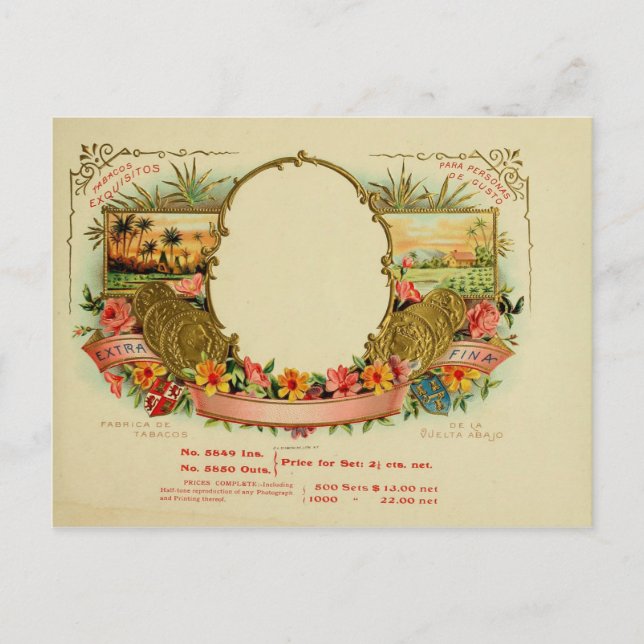 Carte Postale Étiquette de boîte à cigares vintage (Devant)