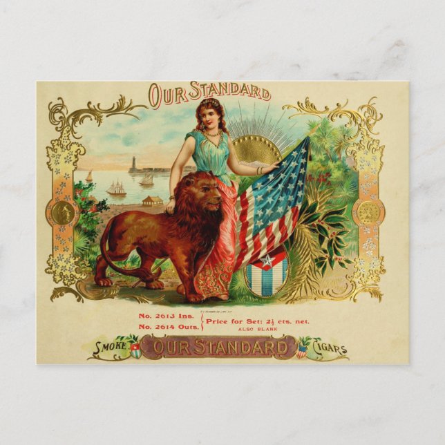 Carte Postale Étiquette de boîte à cigares vintage (Devant)
