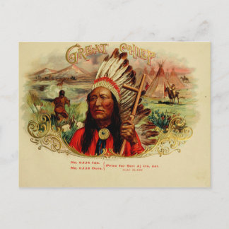 Carte Postale Étiquette de boîte à cigares vintage