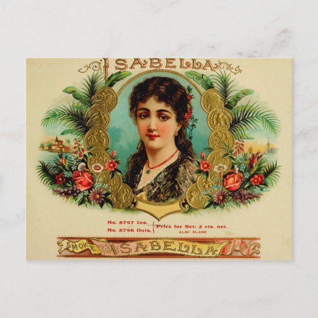 Carte Postale Étiquette de boîte à cigares vintage (Devant)