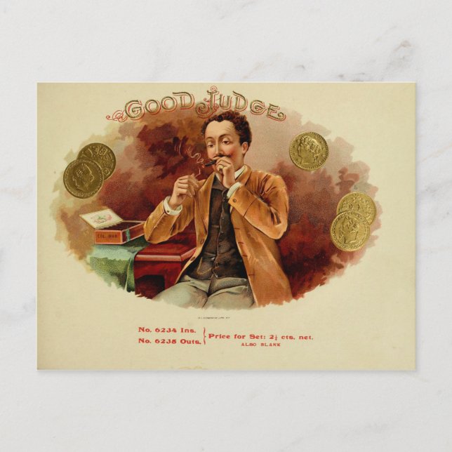 Carte Postale Étiquette de boîte à cigares vintage (Devant)