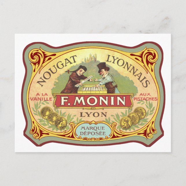 Carte Postale Étiquette de bonbons français vintage (Devant)