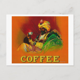Carte Postale Étiquette de café homme arabe