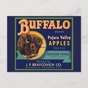 Carte Postale Étiquette de caisse de pommes de la marque Buffalo