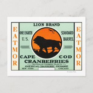 Carte Postale Étiquette de la marque Cape Cod Lion Eatmor Cranbe