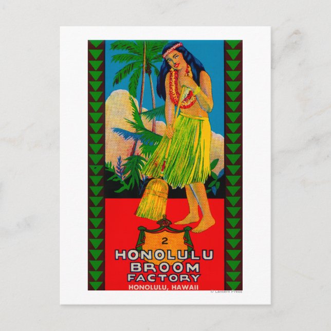 Carte Postale Étiquette de manche de balai d'HonoluluHonolulu, H (Devant)